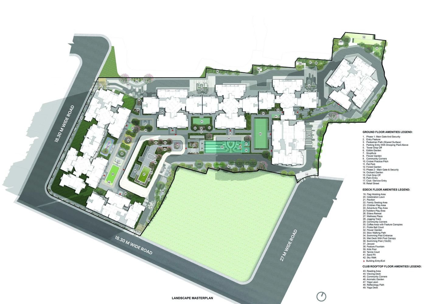 Landscape masterplan render - The Address by GS Wadala